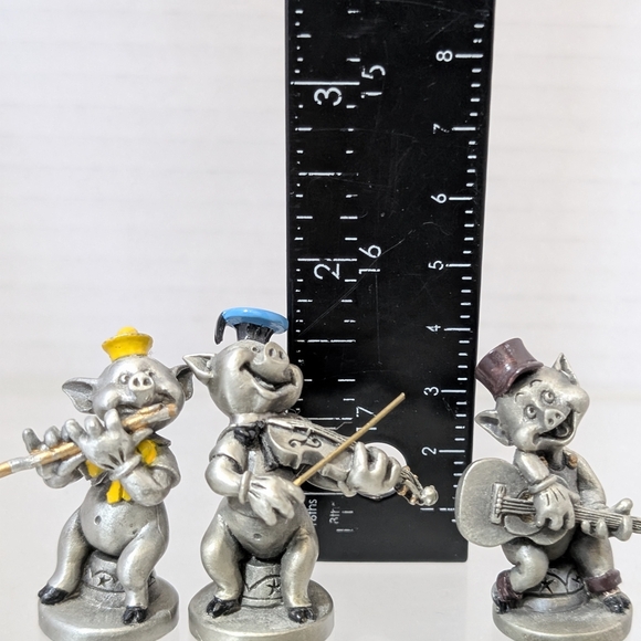 Vintage Disney 3 Little Pigs Barnyard Symphony by Hudson Pewter #5479, 5480,5481 - Picture 7 of 7